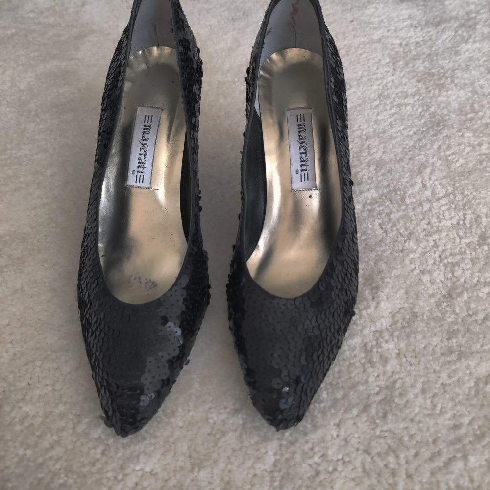 Black sequin heels